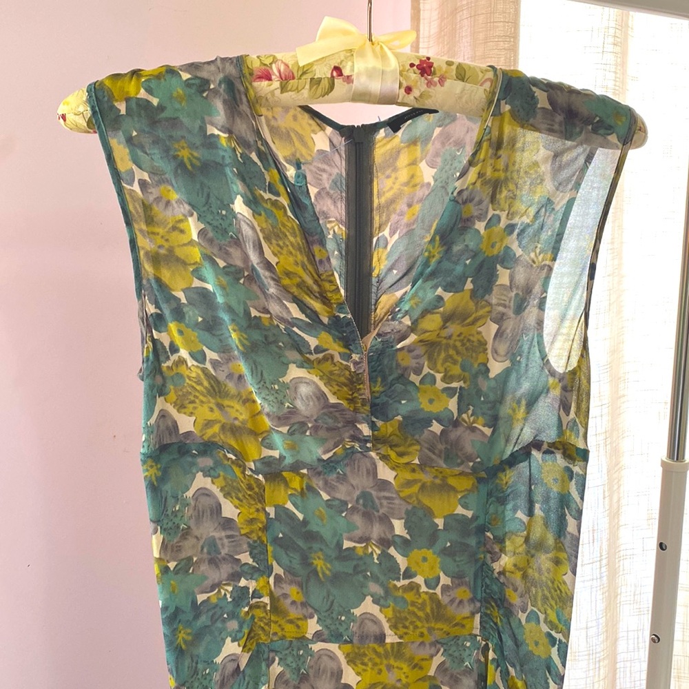 Watercolor 100% silk dress.